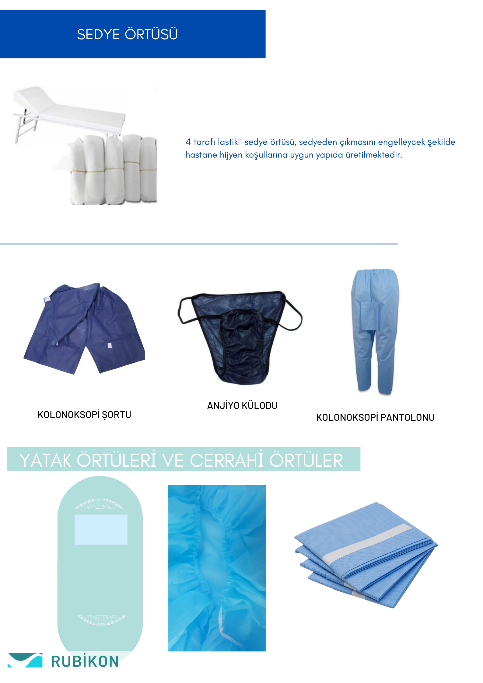 Sedye örtüsü ve cerrahi örtüler detayı